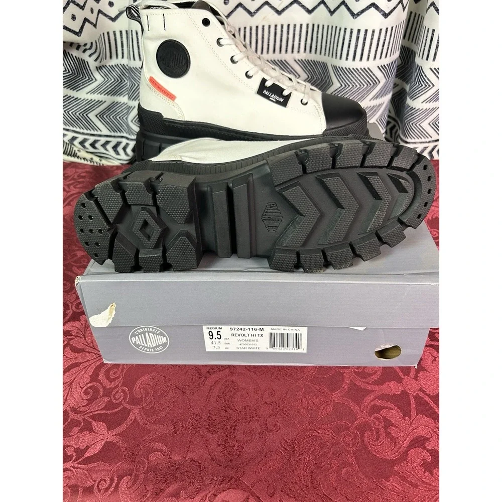 Palladium Revolt Hi TX Star White Platform Chunky High Top Boots Women's 9.5 NEW